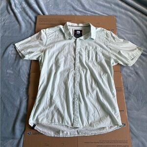 Quiksilver Shirt Men Medium Blue cotton Button Up Waterman Fit XL